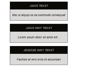 Lista definicji jako boxy