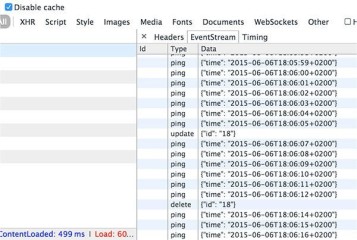 Podgląd zdarzeń SSE w przeglądarce Google Chrome