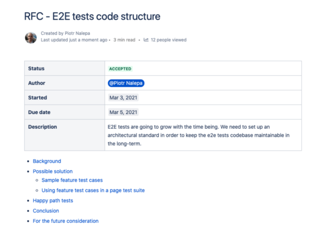 An overview of sample RFC structure